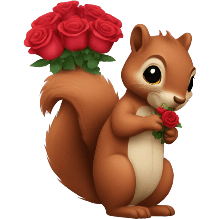 Squirrel with bouquet of roses emoji