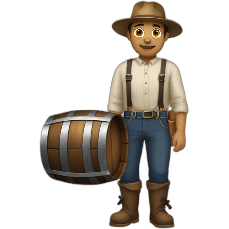 person wearing wooden barrel with suspenders emoji