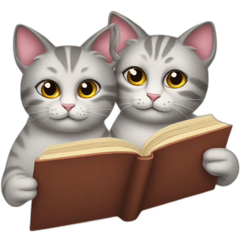 Two cats reading book emoji