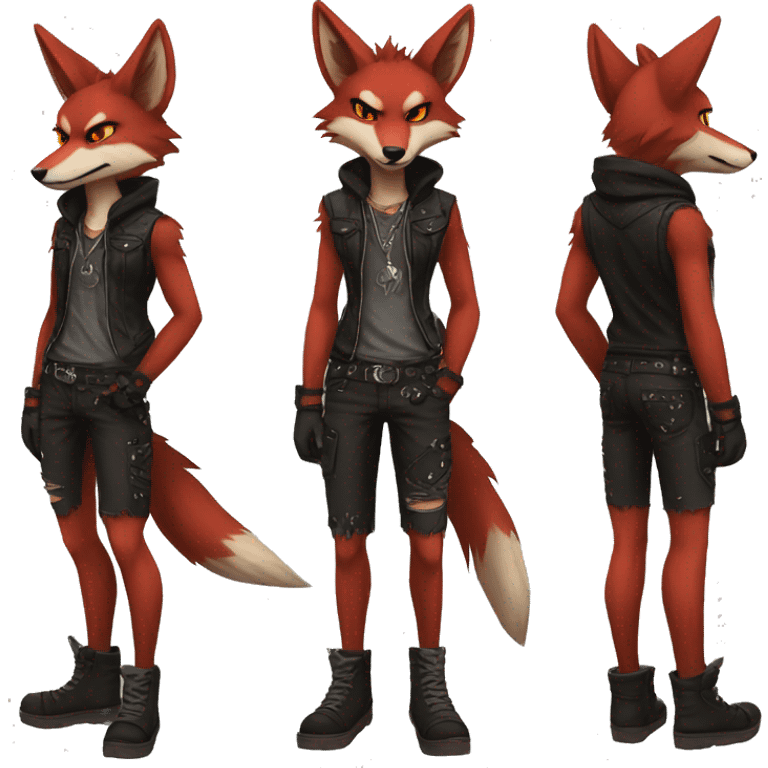 Anthro Punk Red Coyote Full body emoji