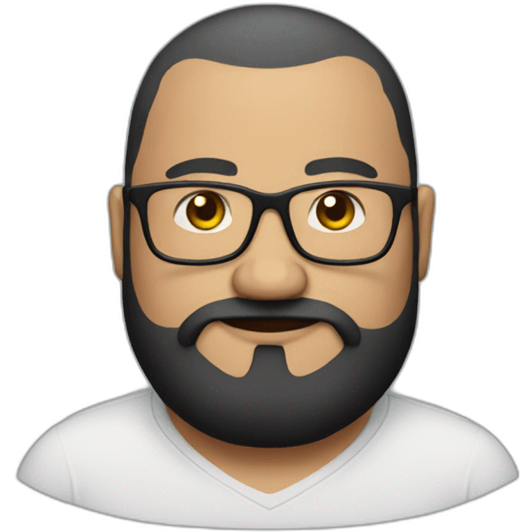 fat and bald guy with glasses and black beard emoji