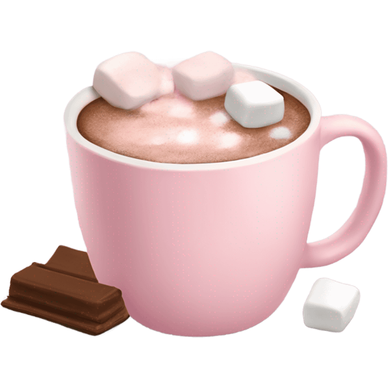 Light Pink mug of hot chocolate with marshmallows  emoji