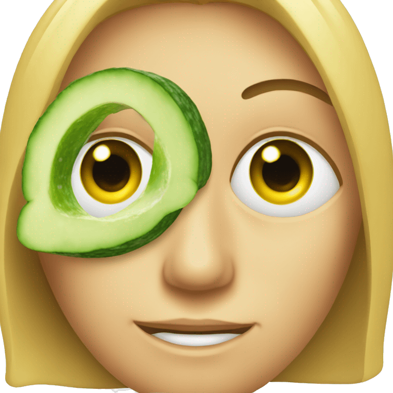 An emoji with cucumber on eyes emoji