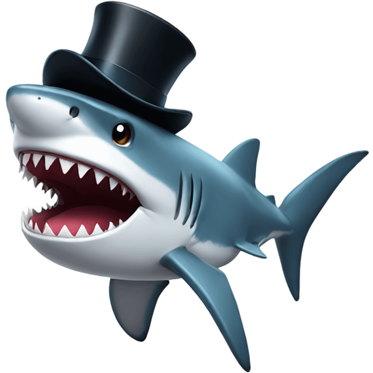 Shark with a top hat emoji