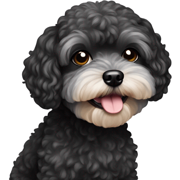 ugly black small maltipoo dog emoji