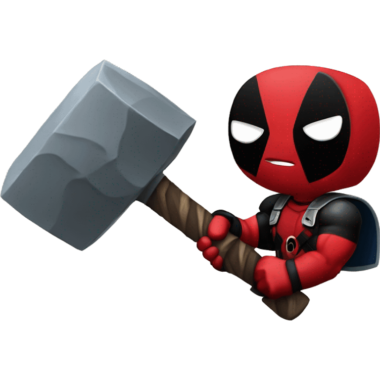 Deadpool with thors hammer emoji