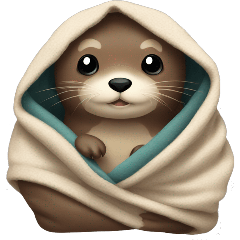 otter cozy in blanket emoji