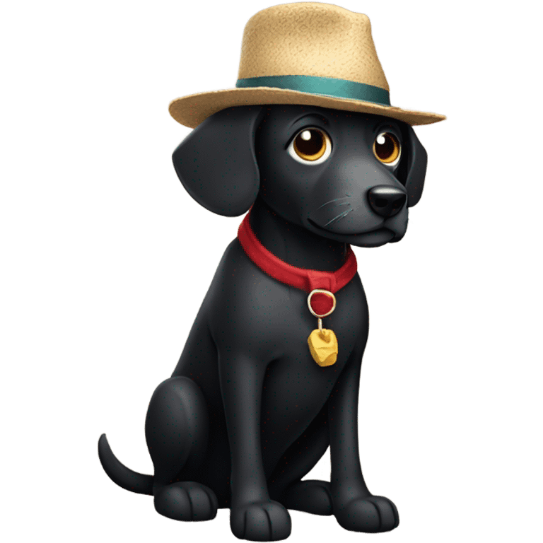 Black dog with hat emoji