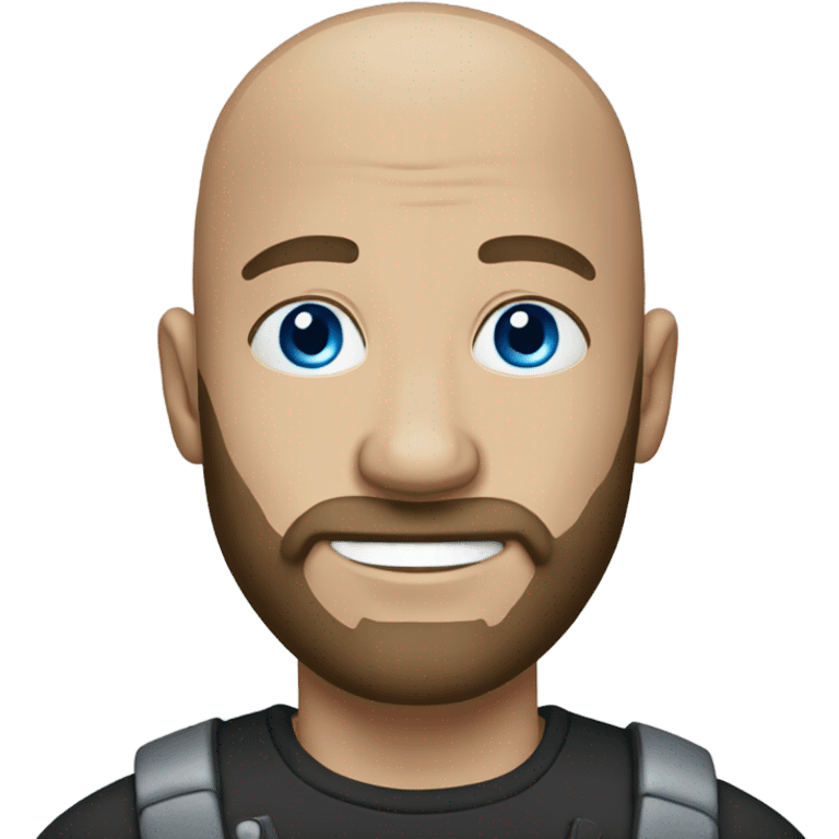 Bald man with beard and blue eyes emoji