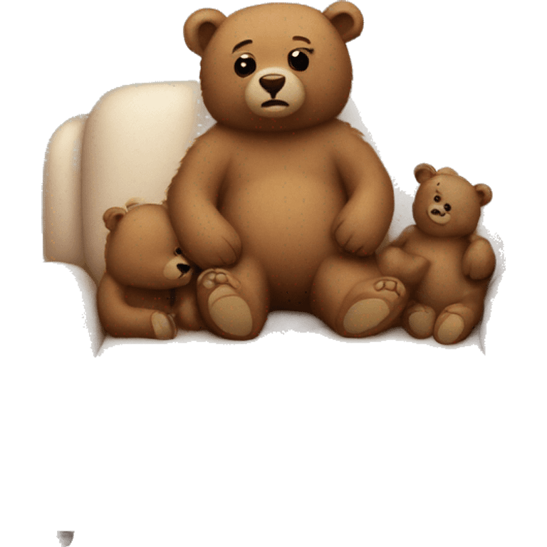 Cute bears cozy on a couch emoji