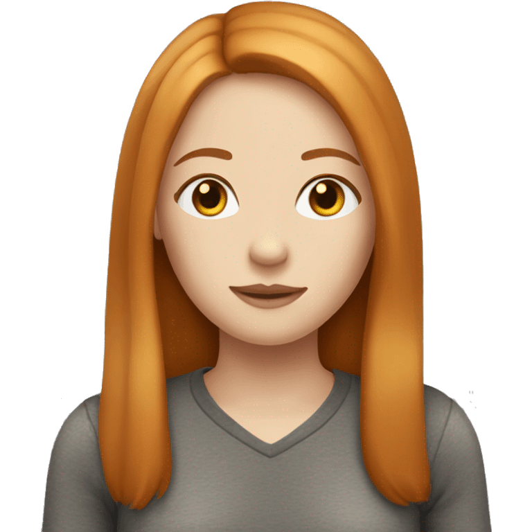 Beautiful girl with straight ginger hair with middle parting emoji