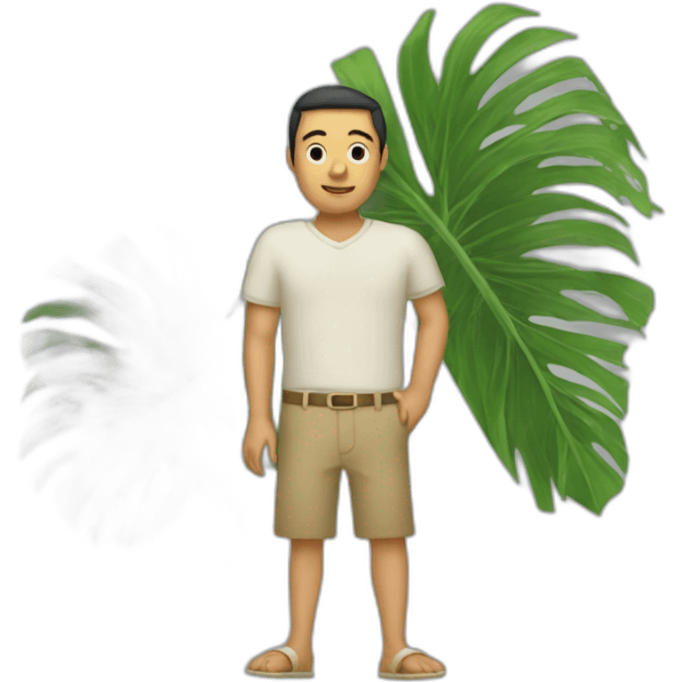 fanning a man with palm leaves emoji