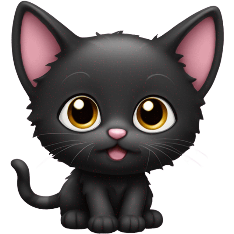 kawaii black kitten   emoji