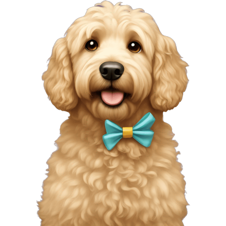 Golden doodle with bows emoji