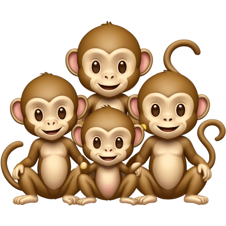 3 monkeys love emoji