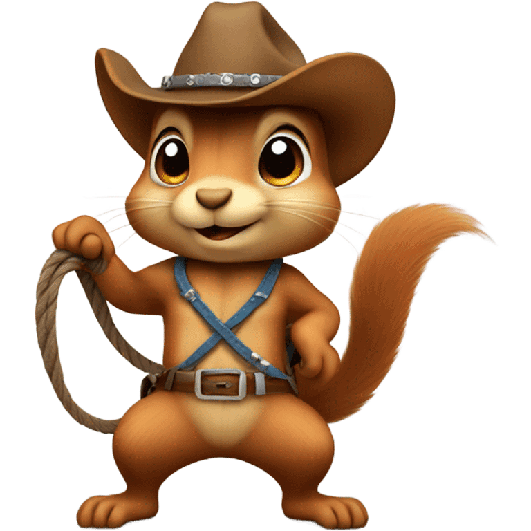 Squirrel with a cowboy hat and lasso emoji