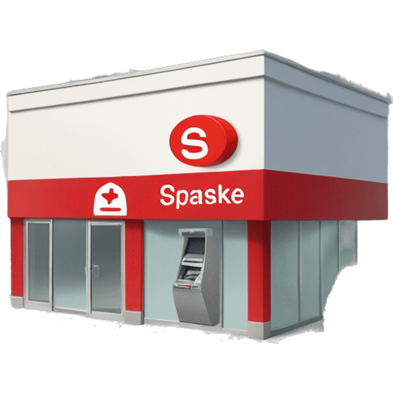 Small Sparkasse branch with the red 'S' logo, glass entrance, an ATM outside, and a few parked cars on a quiet street."






 emoji