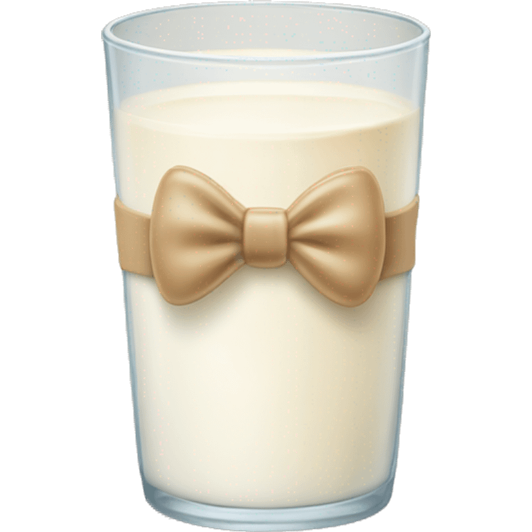 Glass of milk with a beige bow around it emoji