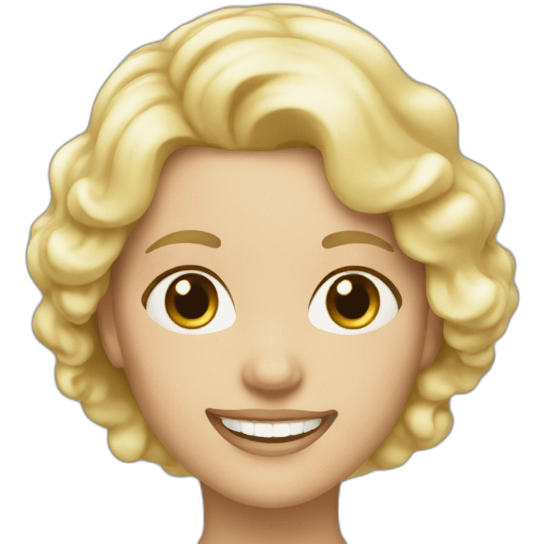 Smiling white blonde woman with frosting on her face emoji