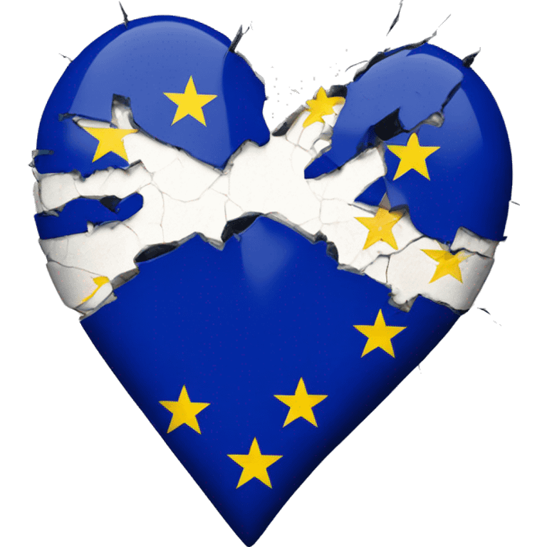 Broken heart with EU flag cracked emoji