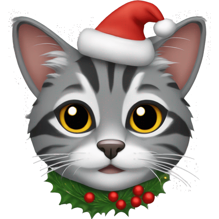 Grey coon cat christmas emoji