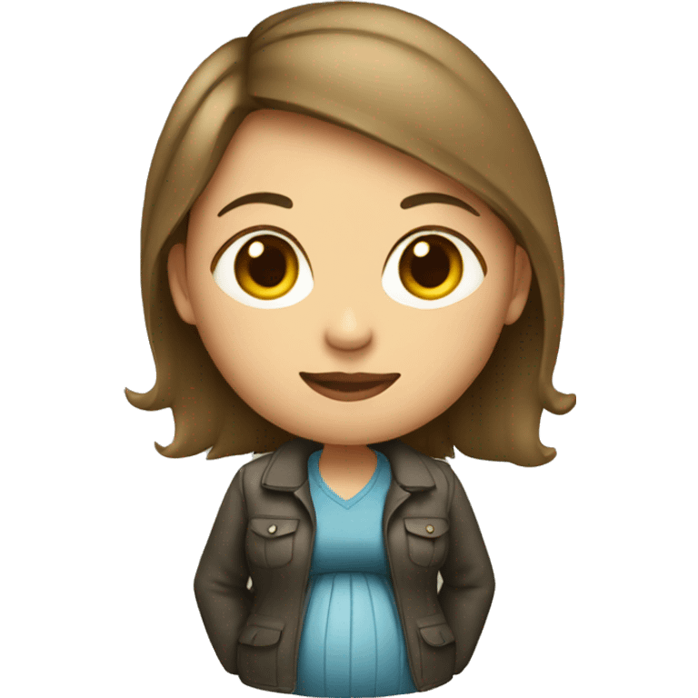 pregnant woman with jacket and school skirt emoji