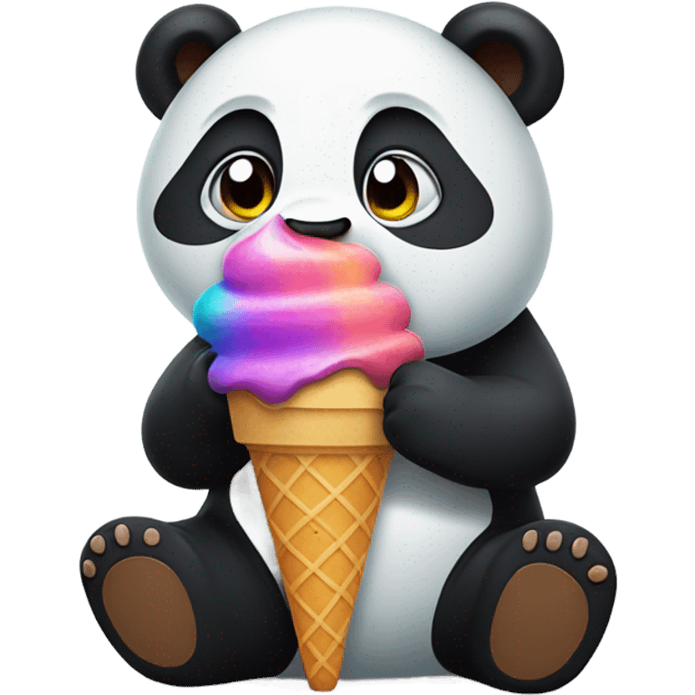 Panda eating ice cream emoji