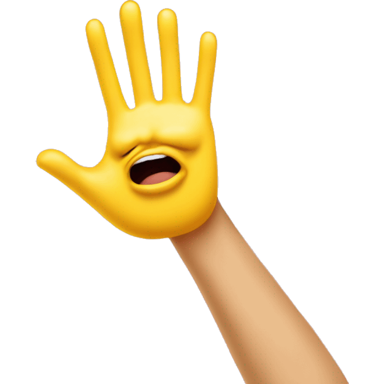 un emoji visage jaune basique qui se mord la lèvre et dont les mains montrent des ongles longs roses emoji