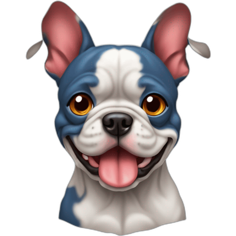 Un bouledogues bleu musclé avec des rayures rouges emoji