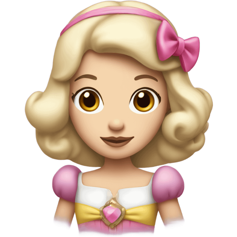 princess Snow White, medium brown, with a big pink bow on head emoji