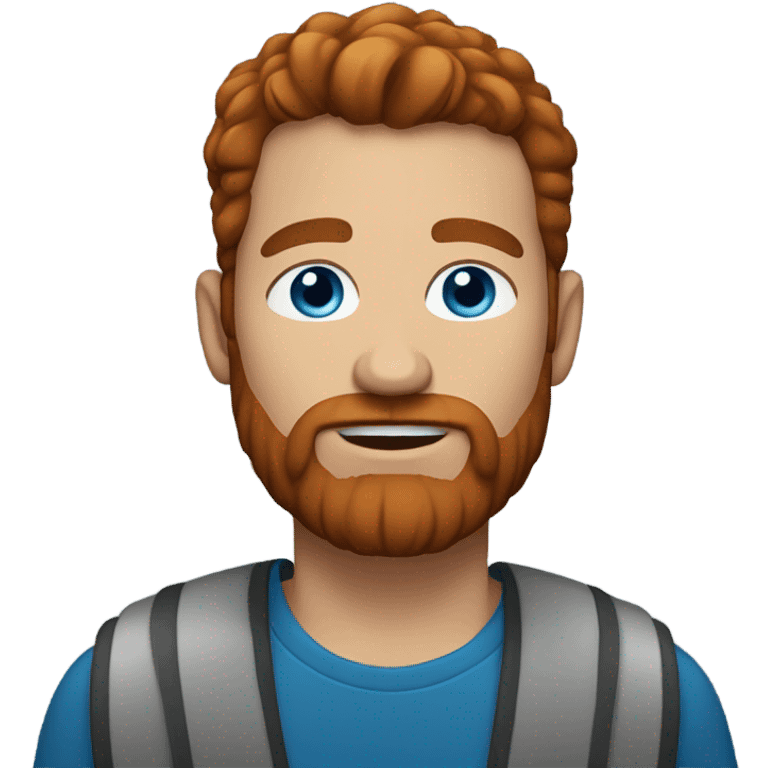 Man with blue eyes and brown hair and red beard emoji