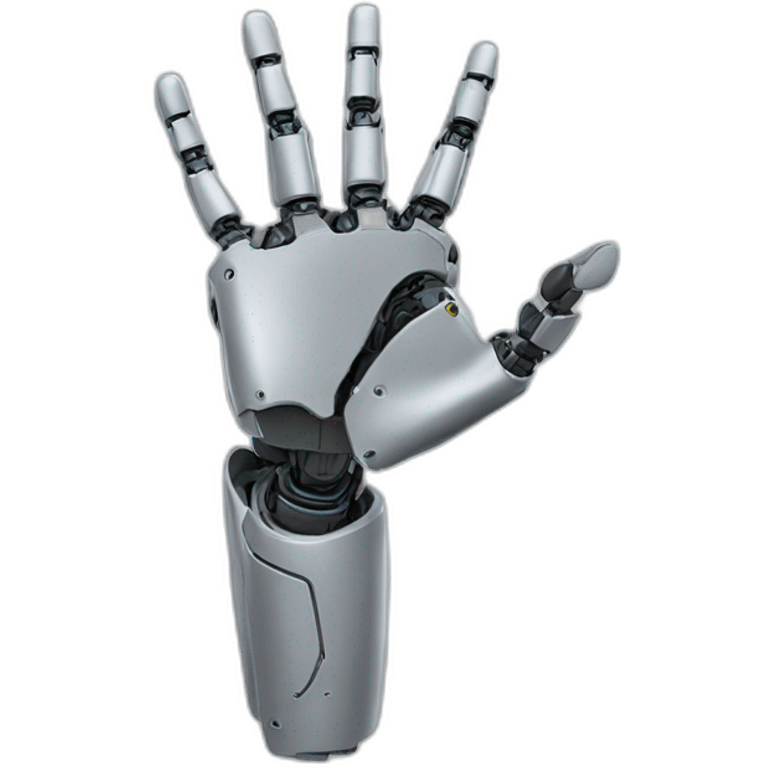 robot stretch left hand, half body, lateral view emoji