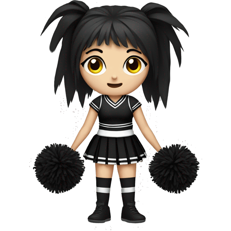 Goth cheerleader with pom poms emoji