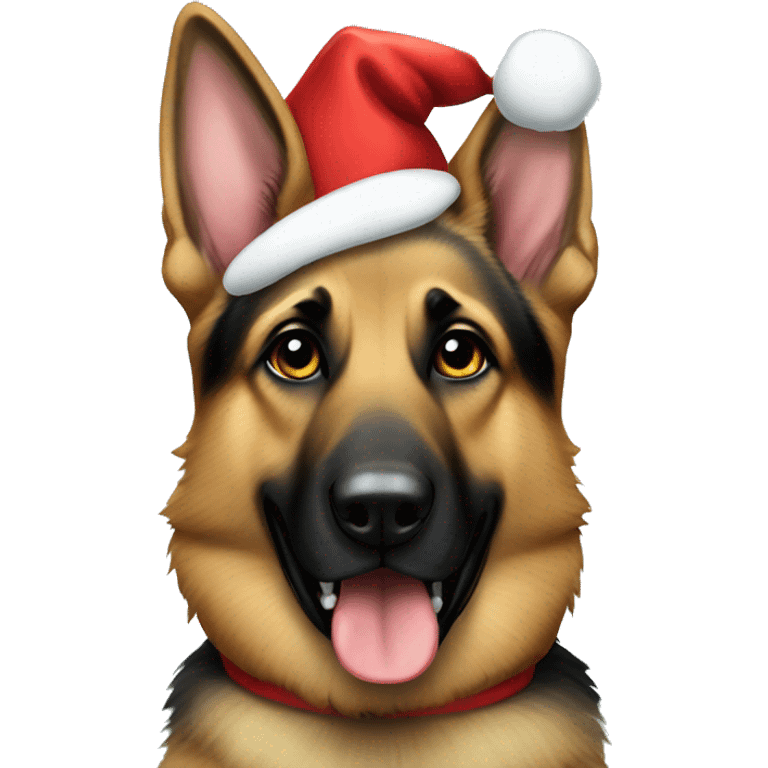 Female German shepherd dressed like Santa emoji