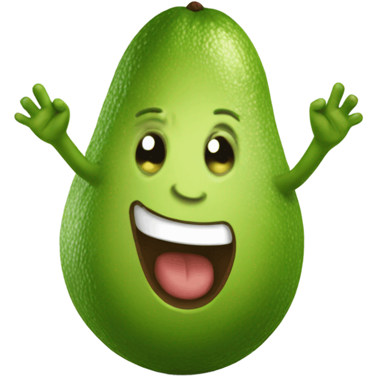 happy avocado with hands up emoji