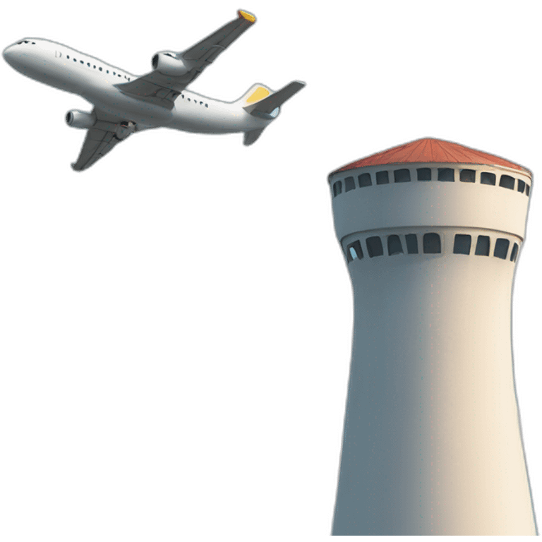 Plane beside tower emoji