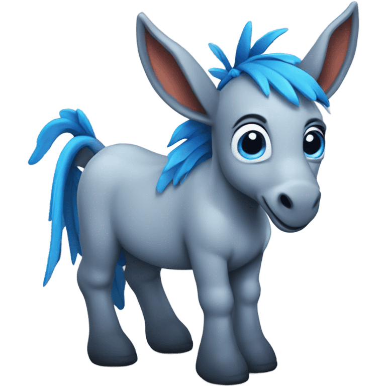 cute Donkey with blue dragon wings emoji