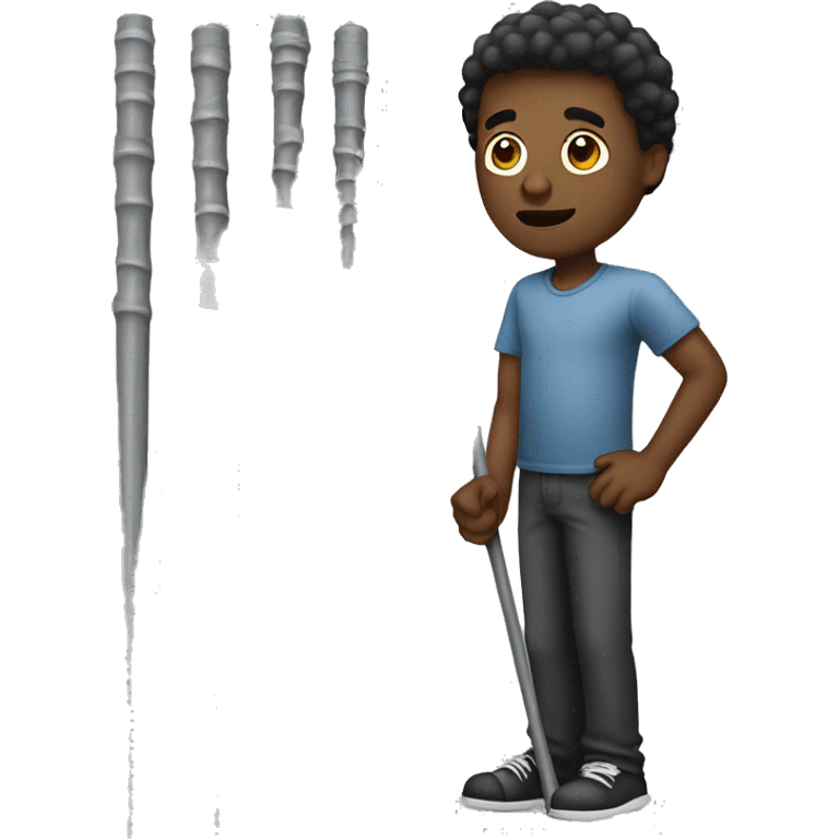 Black guy standing behind metal sticks emoji