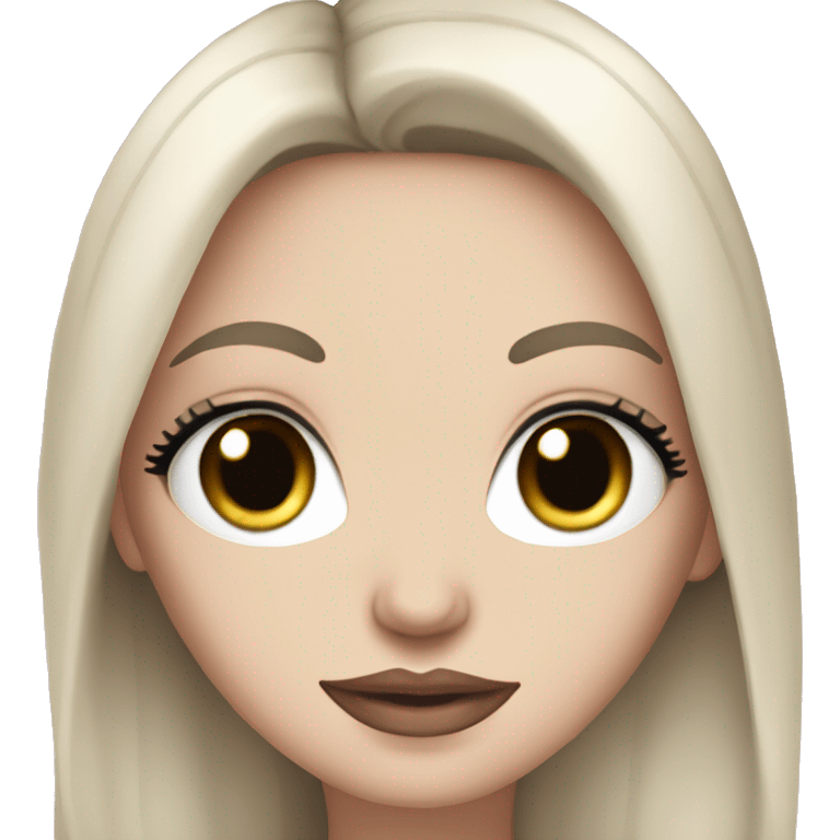 White girl, with long black hair, with blue eyes, with soft pink plump lips, with eyelashes  emoji