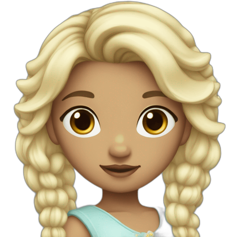 Sweet princess cold with pony & dark hair with small blond highlights, eyes with each color  emoji