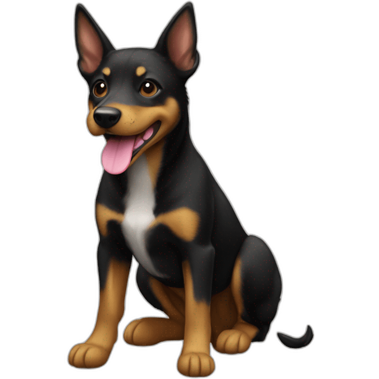 Elsie the black and tan kelpie cross with a long tongue emoji