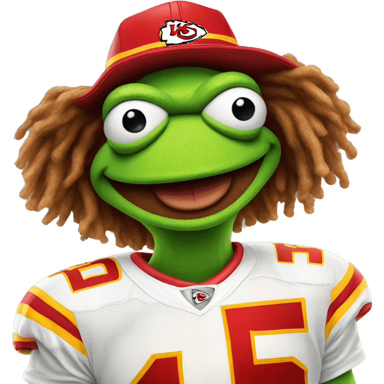 Kermit the frog in Kansas chiefs jersey emoji