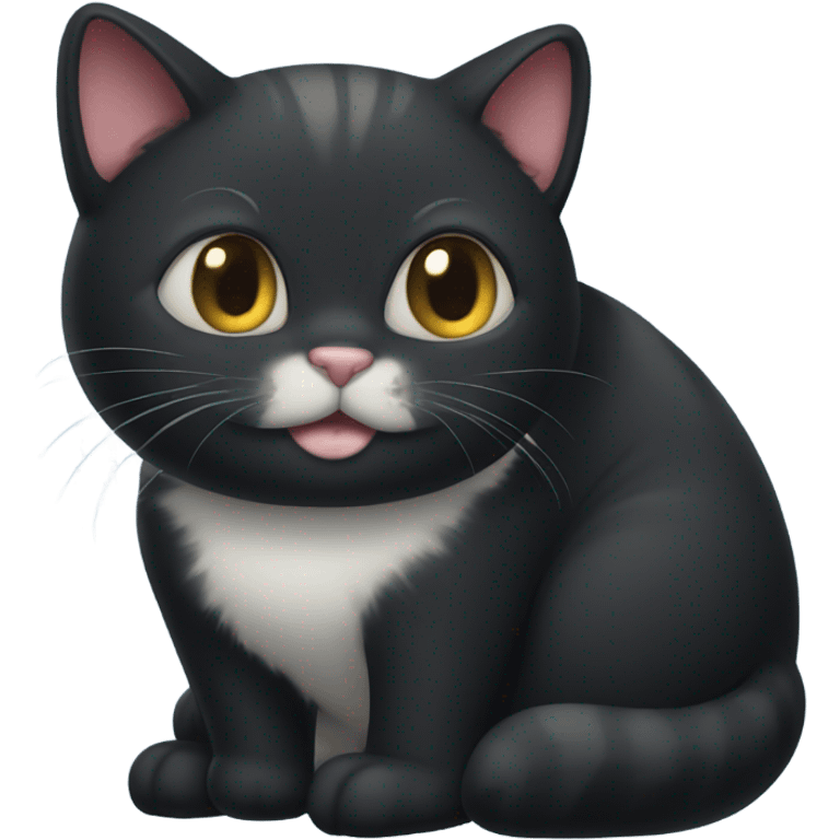 A fat black cat with no tail emoji