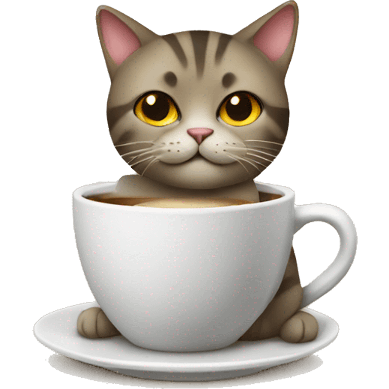 a cat with a cup of coffee   emoji