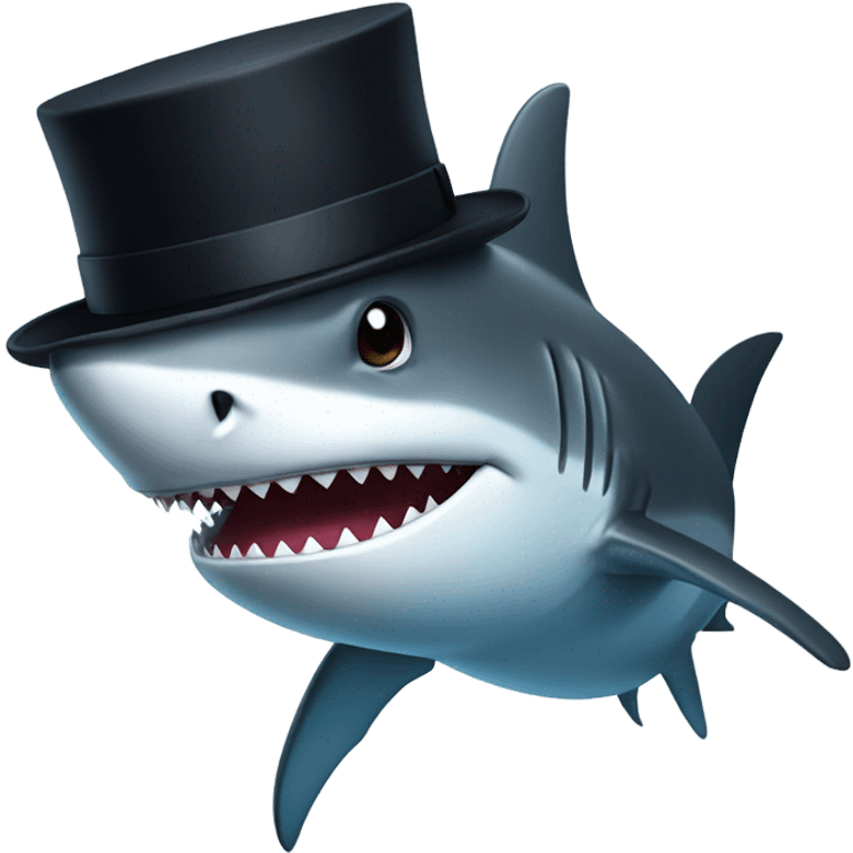 Shark with a top hat emoji