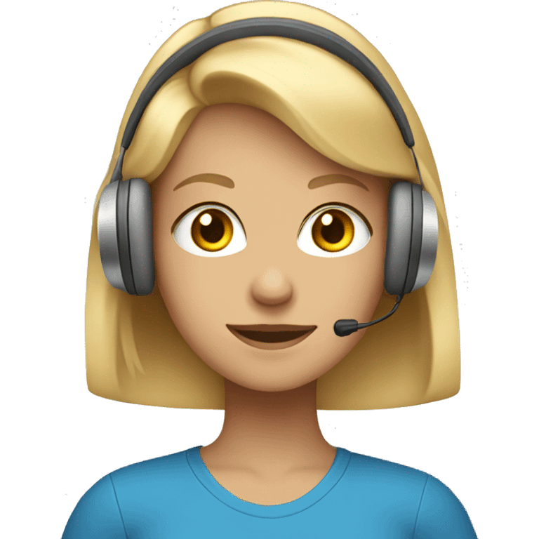 A blonde girl in a blue shirt and headphones emoji