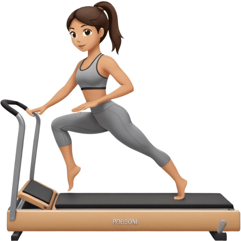 brunette in short, doing reformer pilates emoji