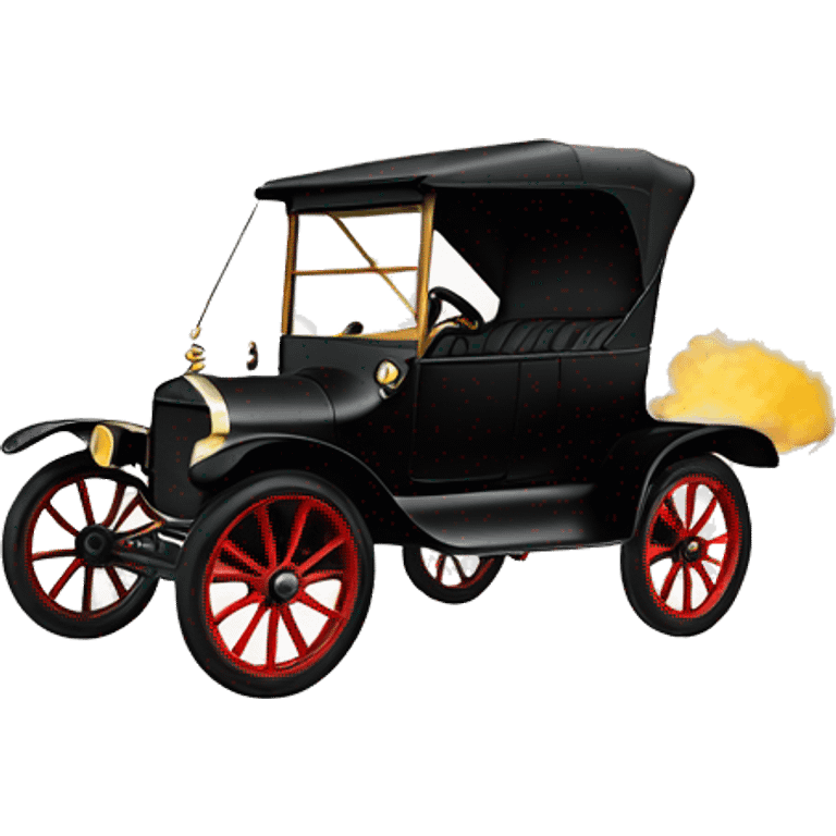 Ford Model T driving with smoke behind emoji