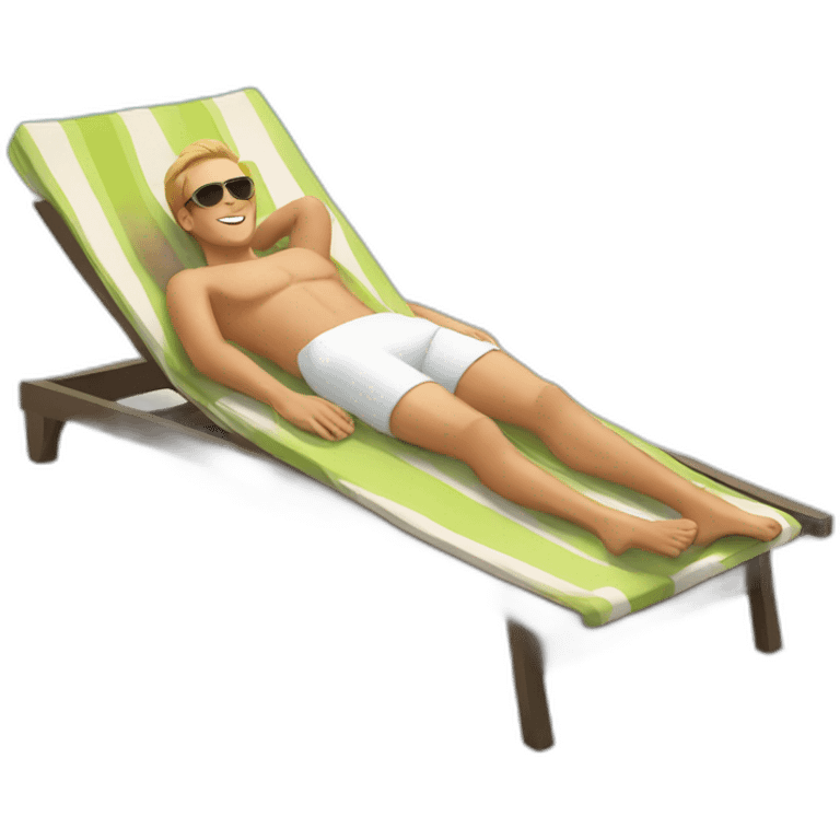 white man laying in sunbed emoji