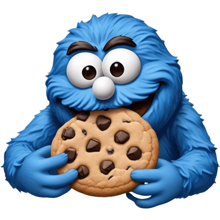 cookie monster eating a cookie emoji